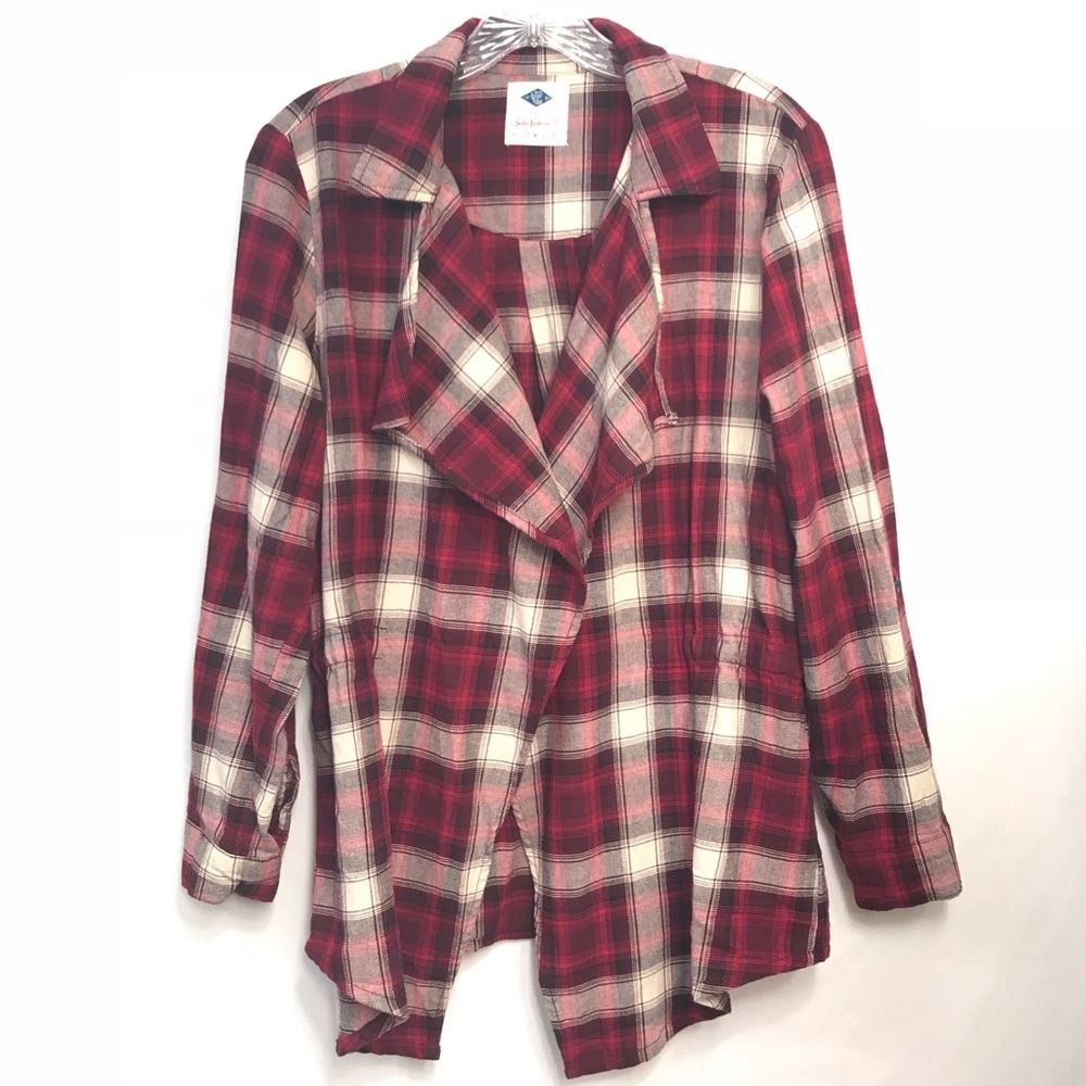 Wild Blue Women’s Plaid Open Front Shirt‎ Sz Small